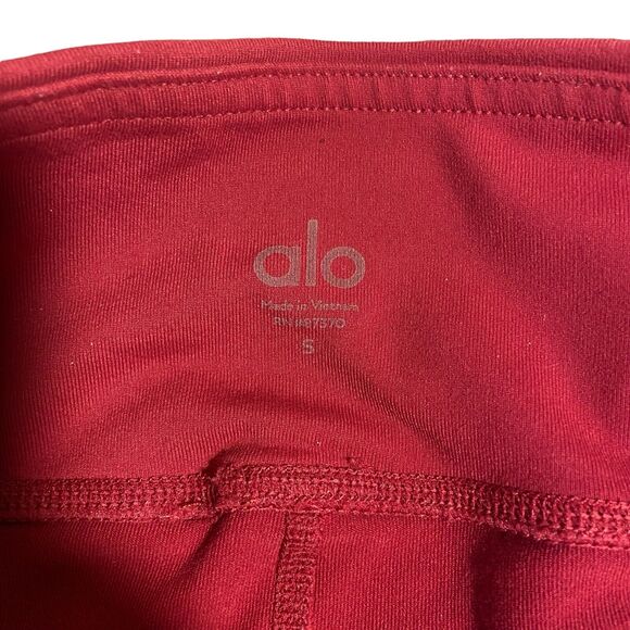 Alo Yoga Goddess Leggings Womens Small Red Grey Ribbed Long Ruched legs‎ FLAWED - Picture 2 of 10